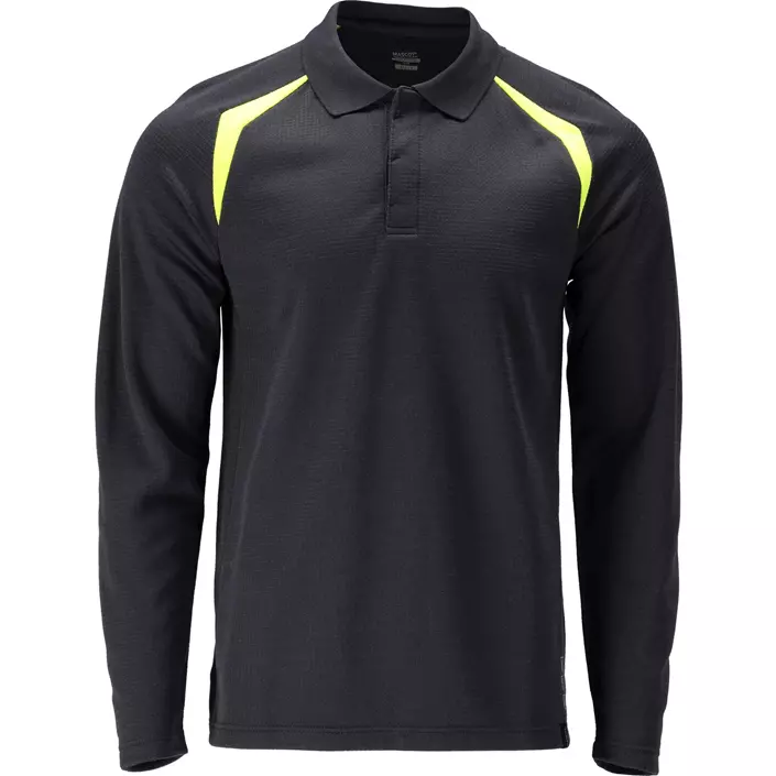 Mascot Accelerate Multisafe langærmet polo T-shirt, Mørk Marine/Hi-Vis Gul, large image number 0
