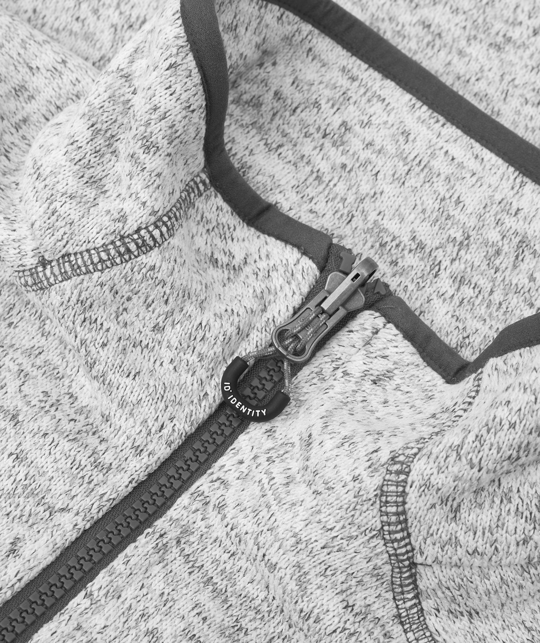 ID Zip'n'mix Melange knit fleece cardigan, Grey Melange, large image number 3