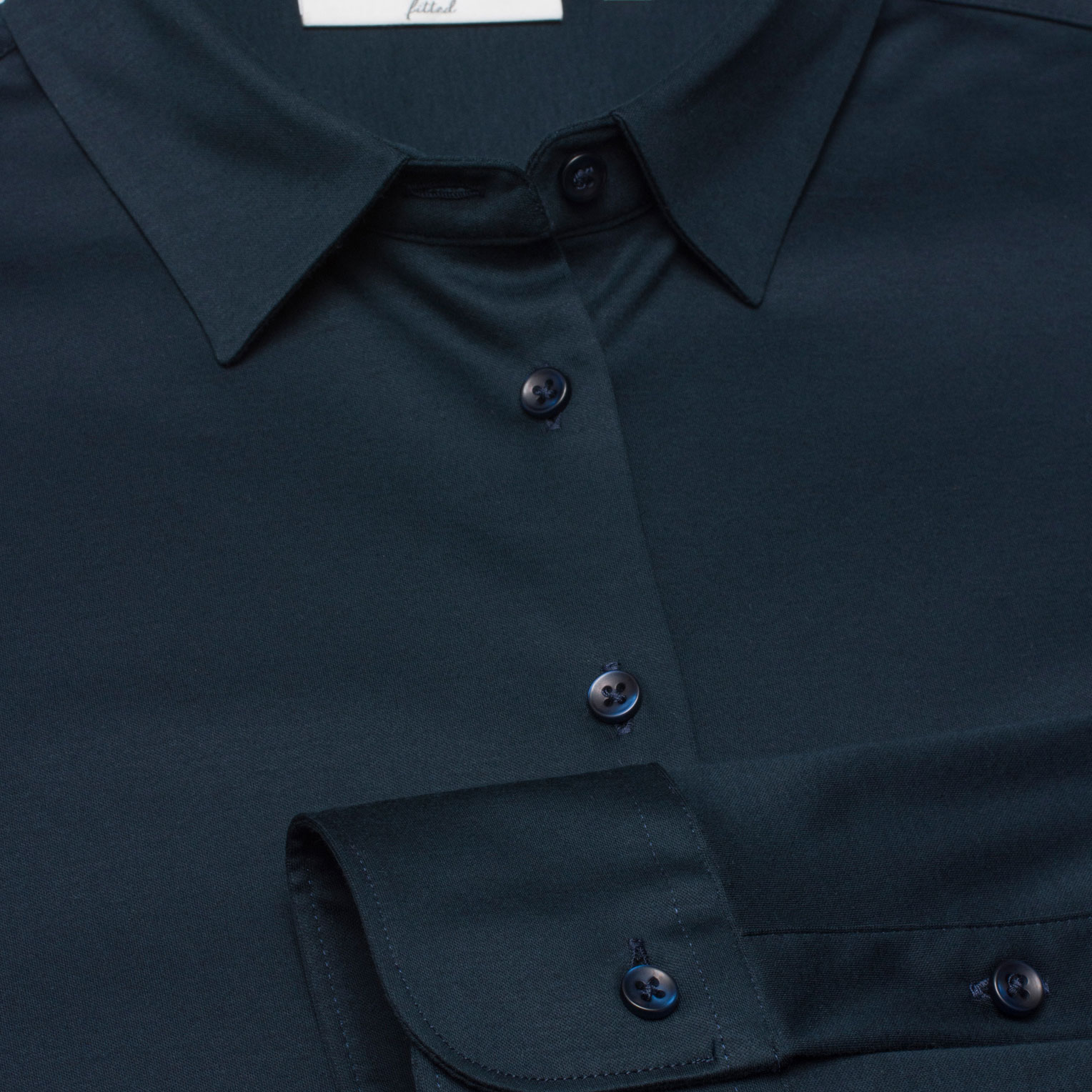 Eterna Jersey slim fit dameskjorte, Navy, large image number 4