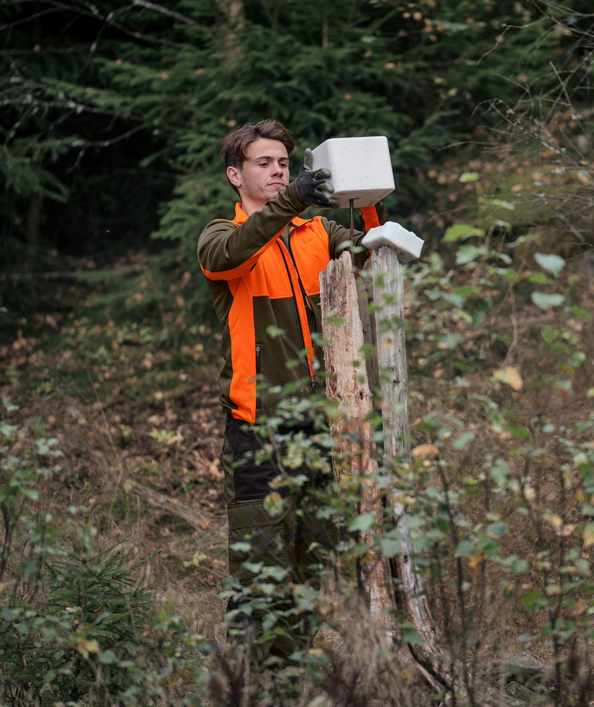 Seeland Elliot fleecejacka, Pine Green/Hi-Vis Orange, large image number 7