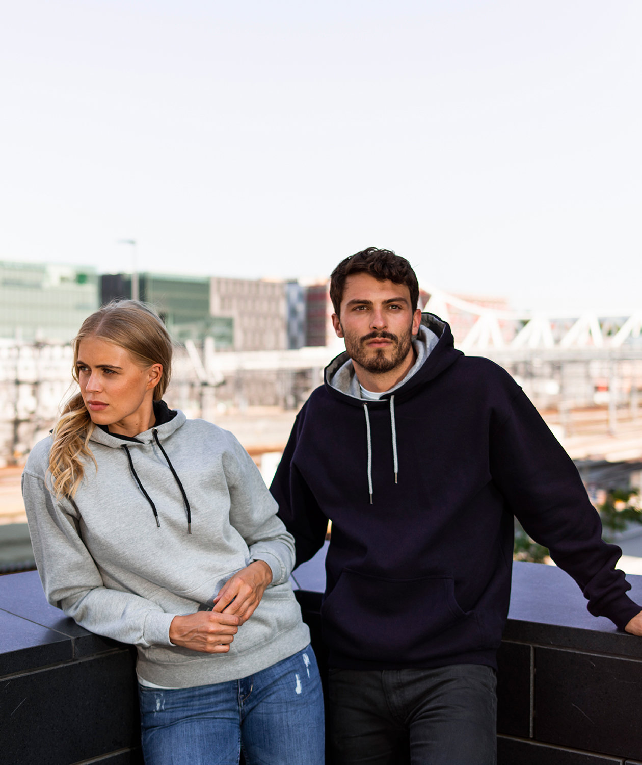 YOU Harlem hoodie, Marine/grey mottled