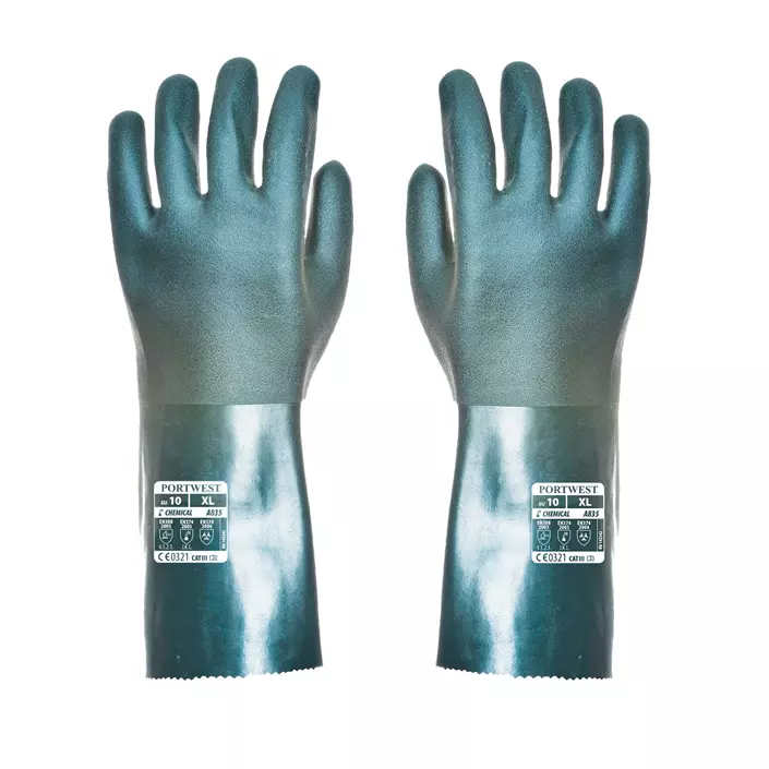 Portwest PVC chemical gloves, Green, Green, large image number 0