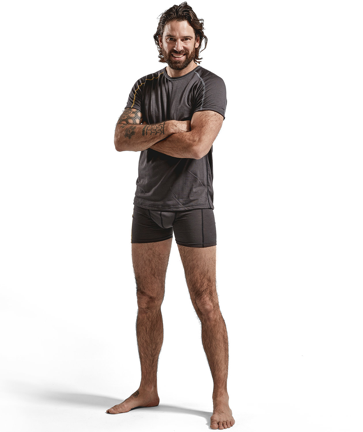 Bl&aring;kl&auml;der boxershorts with merino wool, Anthracite grey/yellow