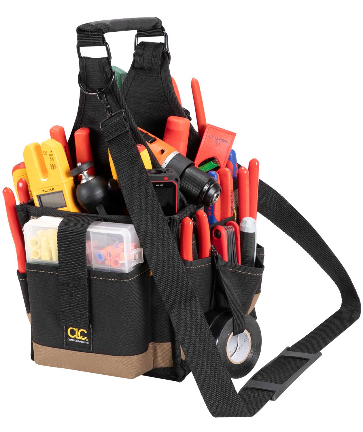 CLC Work Gear 1526 small electrician tool bag 16L, Black/Brown, Black/Brown, large image number 3