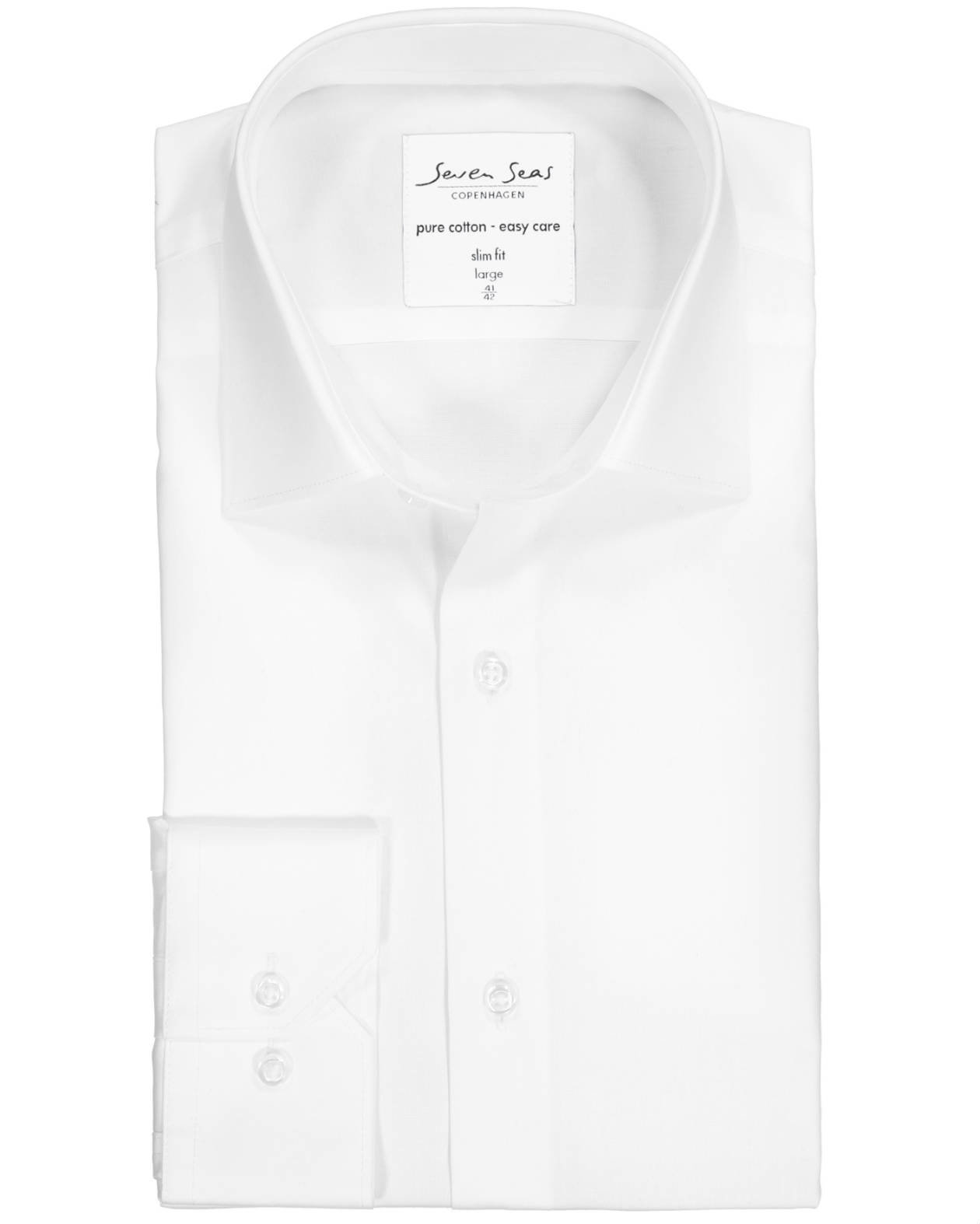 Seven Seas Slim fit Poplin shirt, White, large image number 4