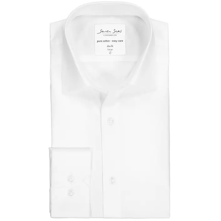 Seven Seas Slim fit Poplin shirt, White, large image number 4