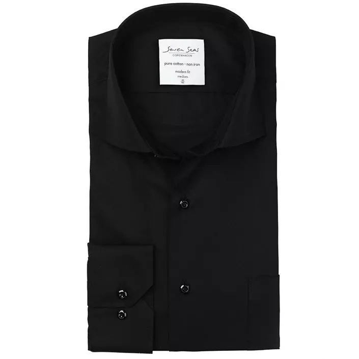 Seven Seas modern fit Poplin shirt, Black, large image number 4