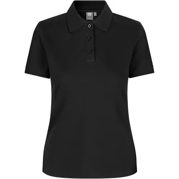 ID women's Pique Polo T-shirt with stretch, Black