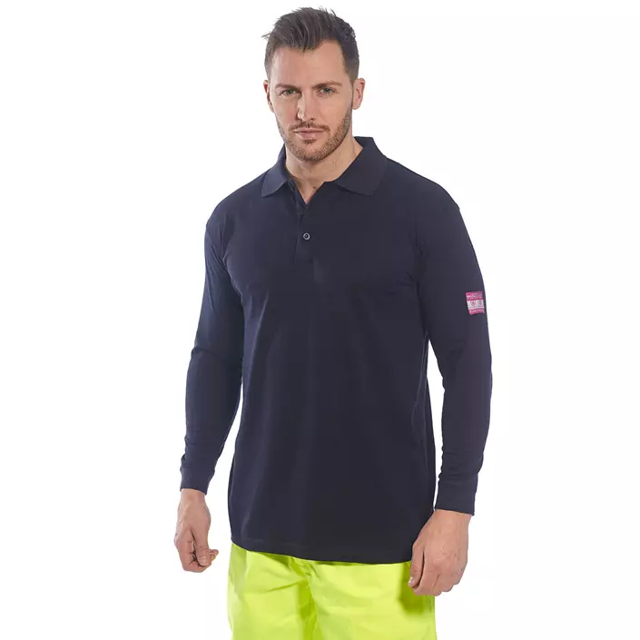 Portwest FR long-sleeved polo shirt, Marine Blue, large image number 1