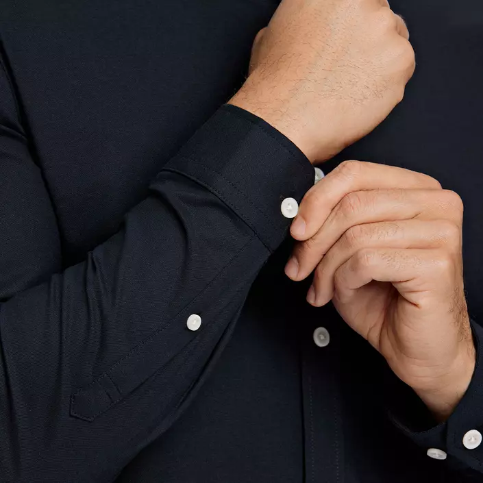 Lindbergh Oxford superflex skjorta, Black, large image number 4