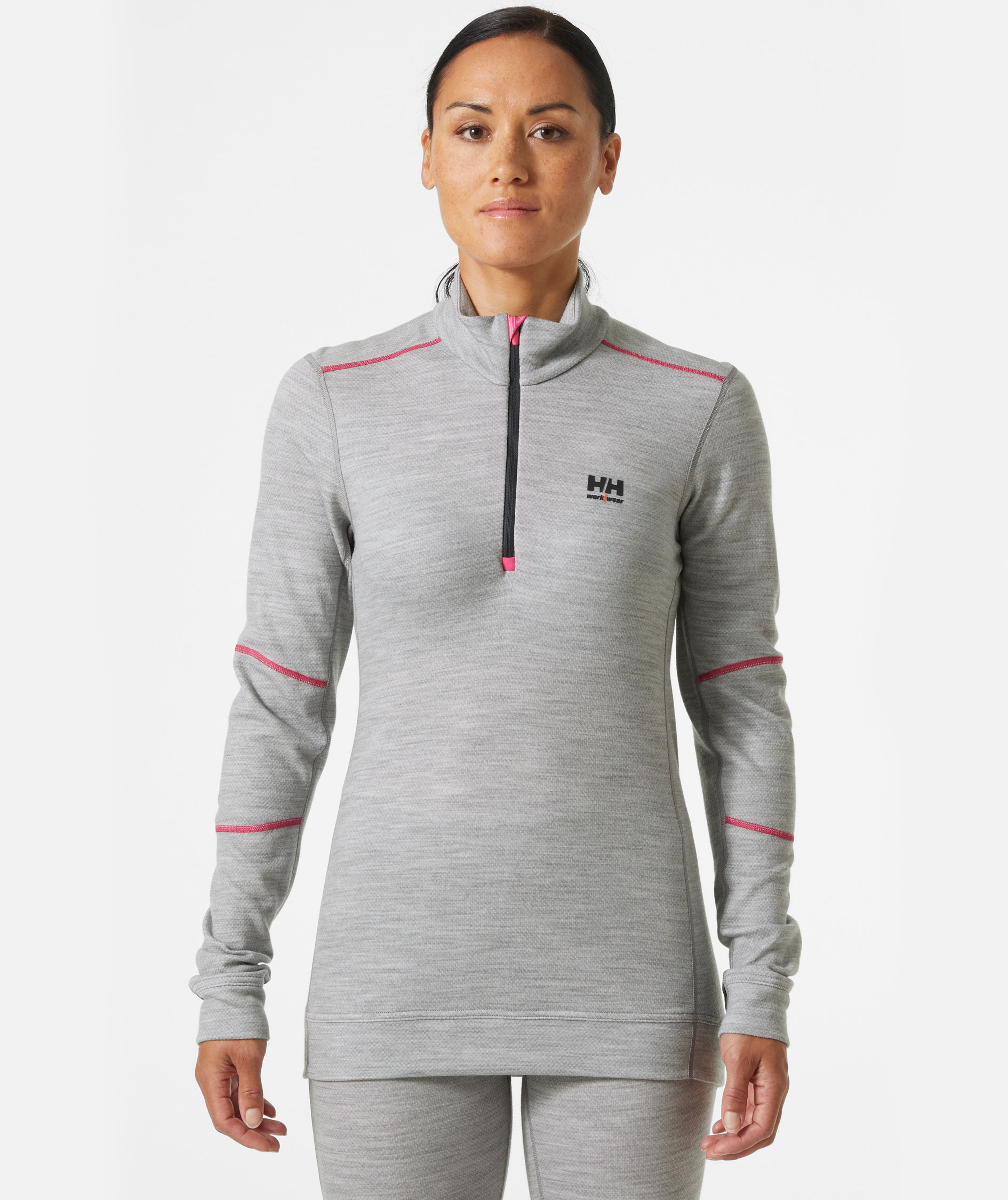 Helly Hansen Lifa dame langermet superundert&oslash;y half zip med merinoull, Grey melange, large image number 1