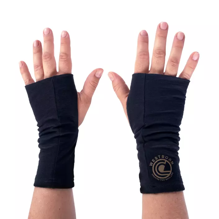 Westborn ull Handledsvärmare, Black, Black, large image number 0