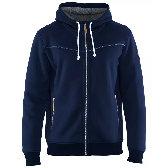 Blåkläder hoodie med piléfoder, Marinblå, large image number 0