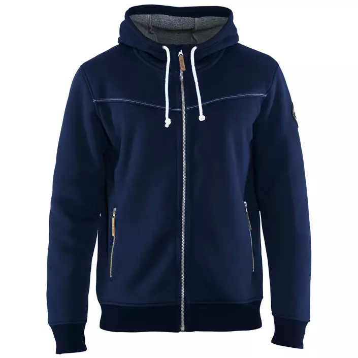 Blåkläder hoodie med piléfoder, Marinblå, large image number 0