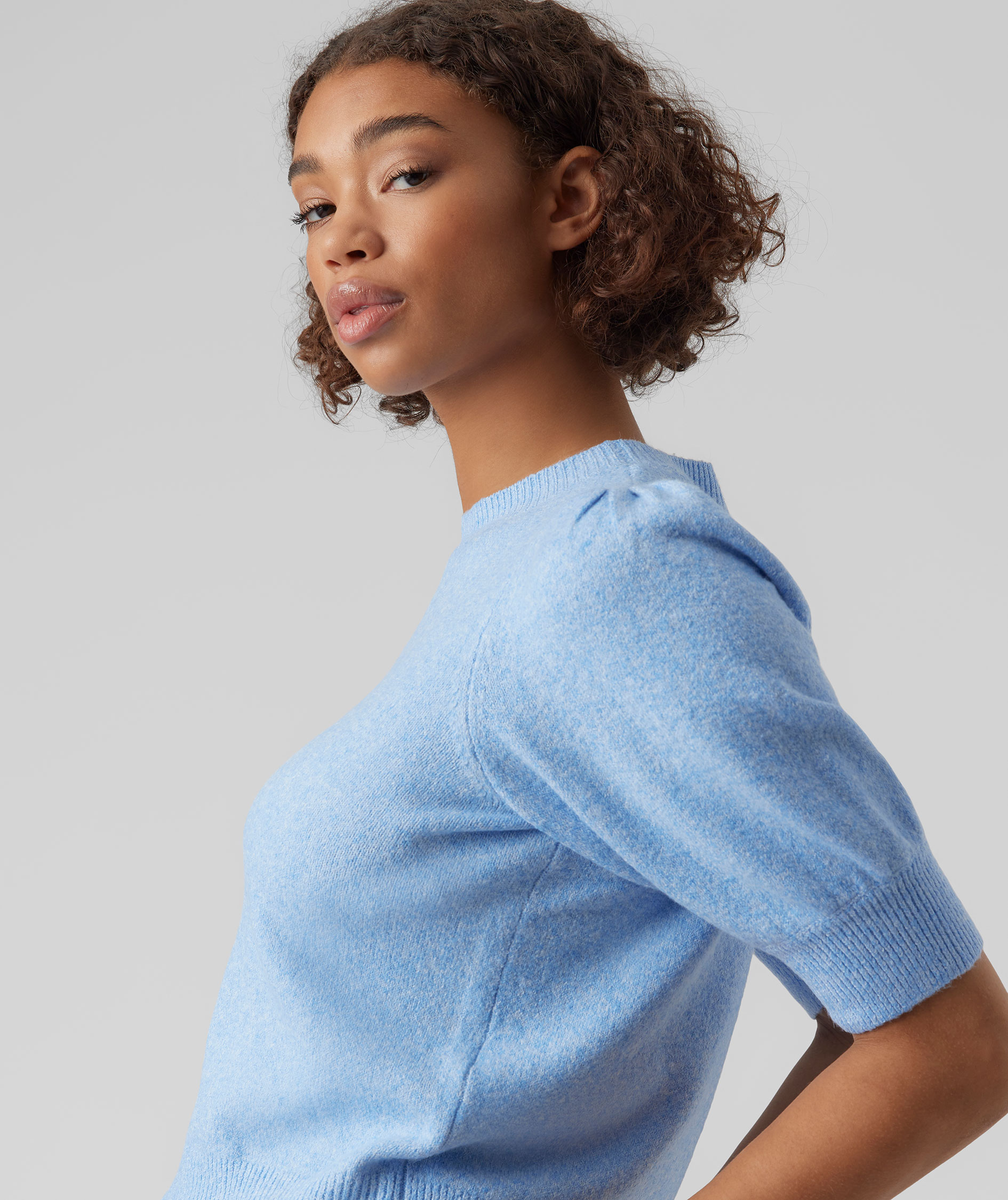 Vero Moda VMDOFFY women's short-sleeved knitted pullover, Little Boy Blue, large image number 3