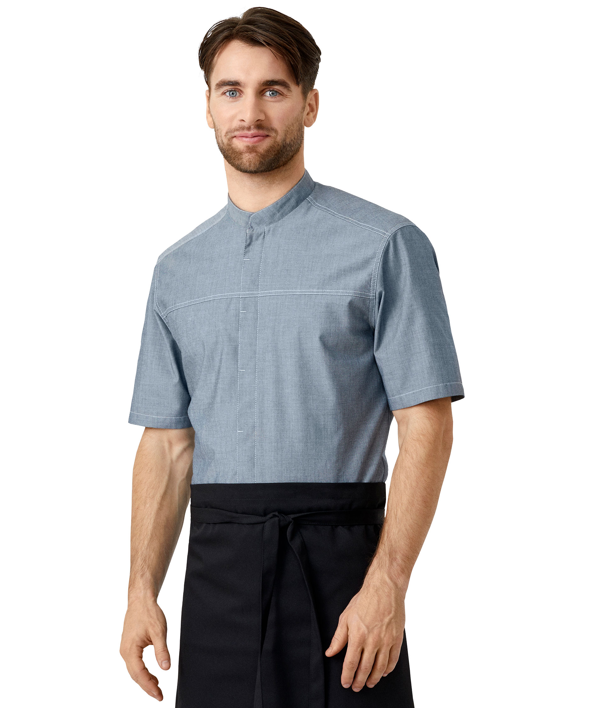 Kentaur modern fit short-sleeved chefs/servicesshirt, Chambray Grey