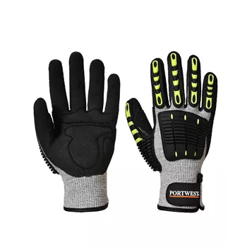 Portwest impact-reducing cut resistant gloves Cut C, Black/Grey