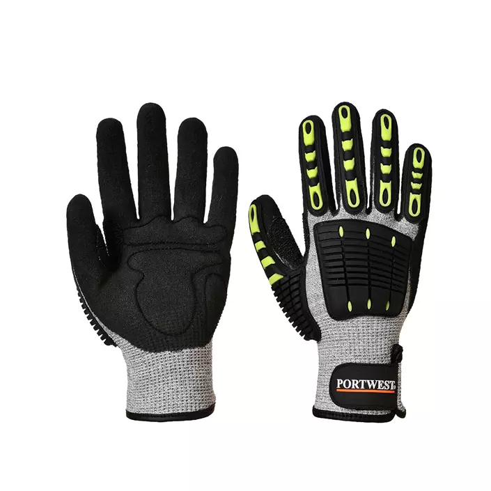 Portwest impact-reducing cut resistant gloves Cut C, Black/Grey, large image number 0