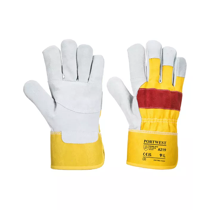 Portwest A219 Chrom Rigger work gloves, Red/Yellow, Red/Yellow, large image number 0