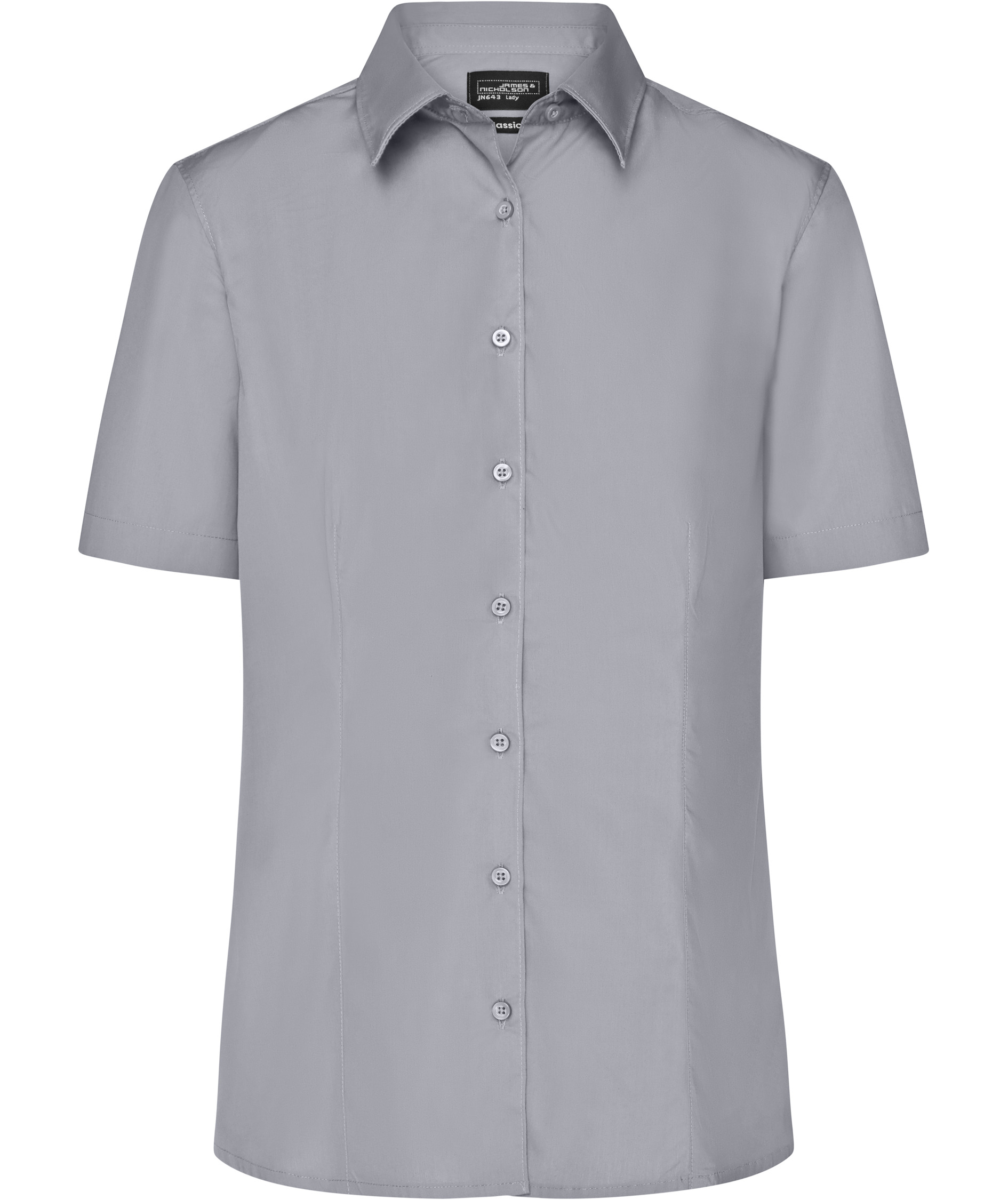 James & Nicholson women's short-sleeved Modern fit shirt, Grey