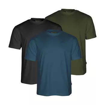 Pinewood 3-pak T-shirt, Azur Blue/Mossgreen/Black