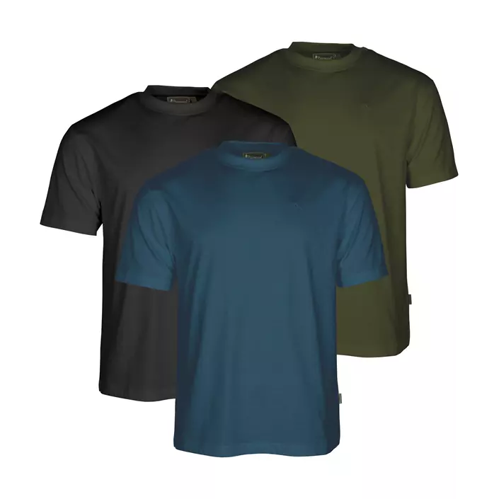 Pinewood 3-pak T-shirt, Azur Blue/Mossgreen/Black, large image number 0
