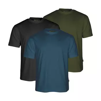 Pinewood 3-pak T-shirt, Azur Blue/Mossgreen/Black