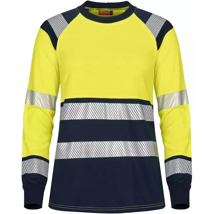 Tranemo FR långärmad T-shirt dam, Varsel yellow/marinblå, large image number 0