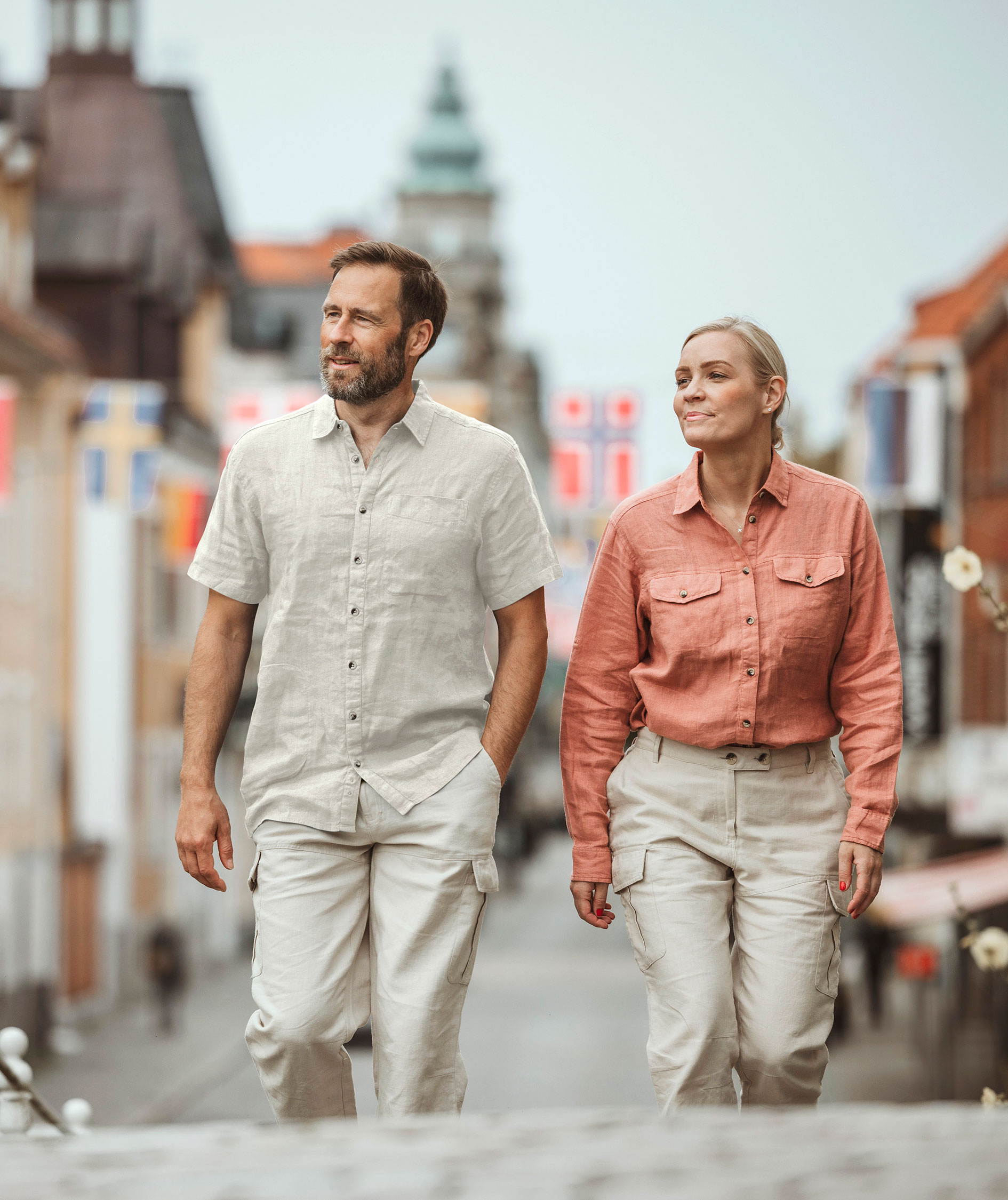 Pinewood V&auml;rnamo NatureSafe kort&aelig;rmet h&oslash;rskjorte, Linen Beige, large image number 2