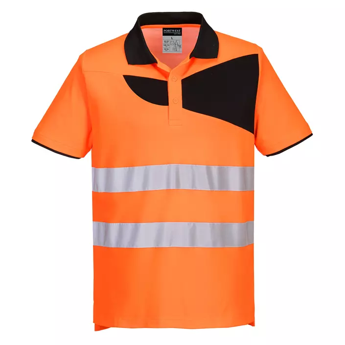 Portwest PW2 polo T-shirt, Hi-Vis Orange/Sort, large image number 0