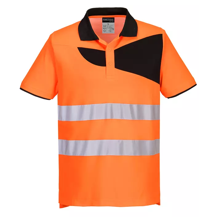 Portwest PW2 polo T-shirt, Hi-Vis Orange/Sort, large image number 0