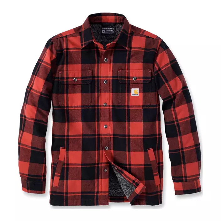 Carhartt fodrad flanellskjorta jacka, Red Ochre, large image number 0