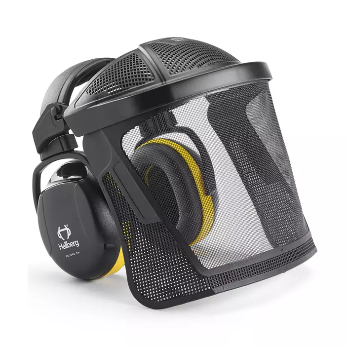 Hellberg Secure 2H earmuffs + meshvisor, Black/Yellow, Black/Yellow, large image number 0