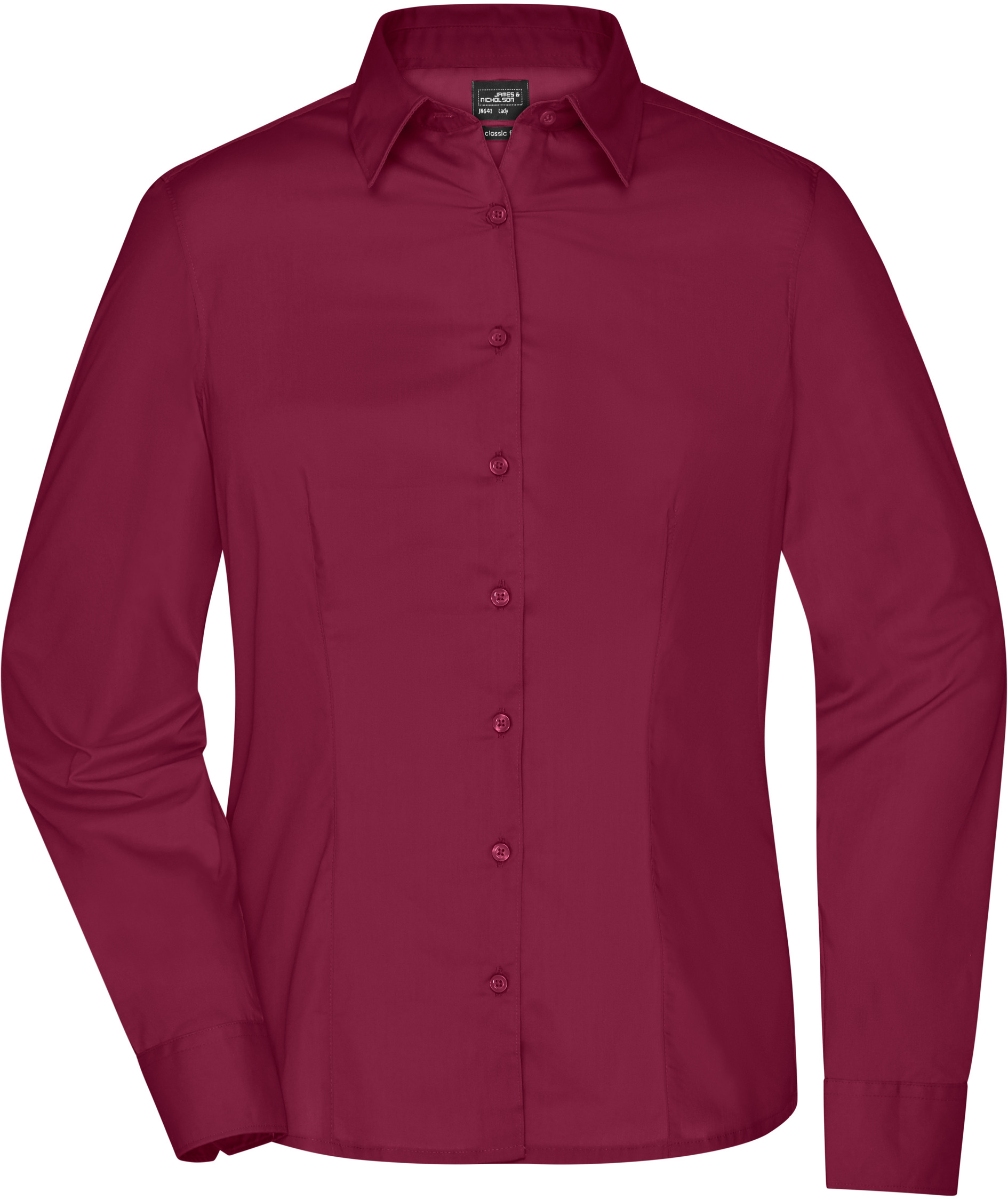 James & Nicholson modern fit women's shirt, Burgundy