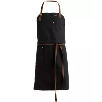 Kentaur Raw bib apron with pockets, Black/Brown