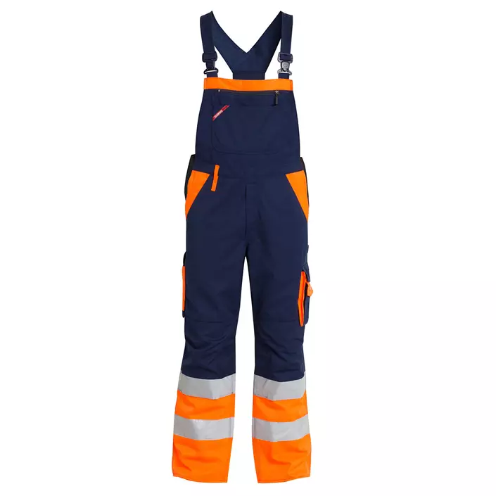 Engel work bib and brace trousers, Marine/Hi-Vis Orange, large image number 0