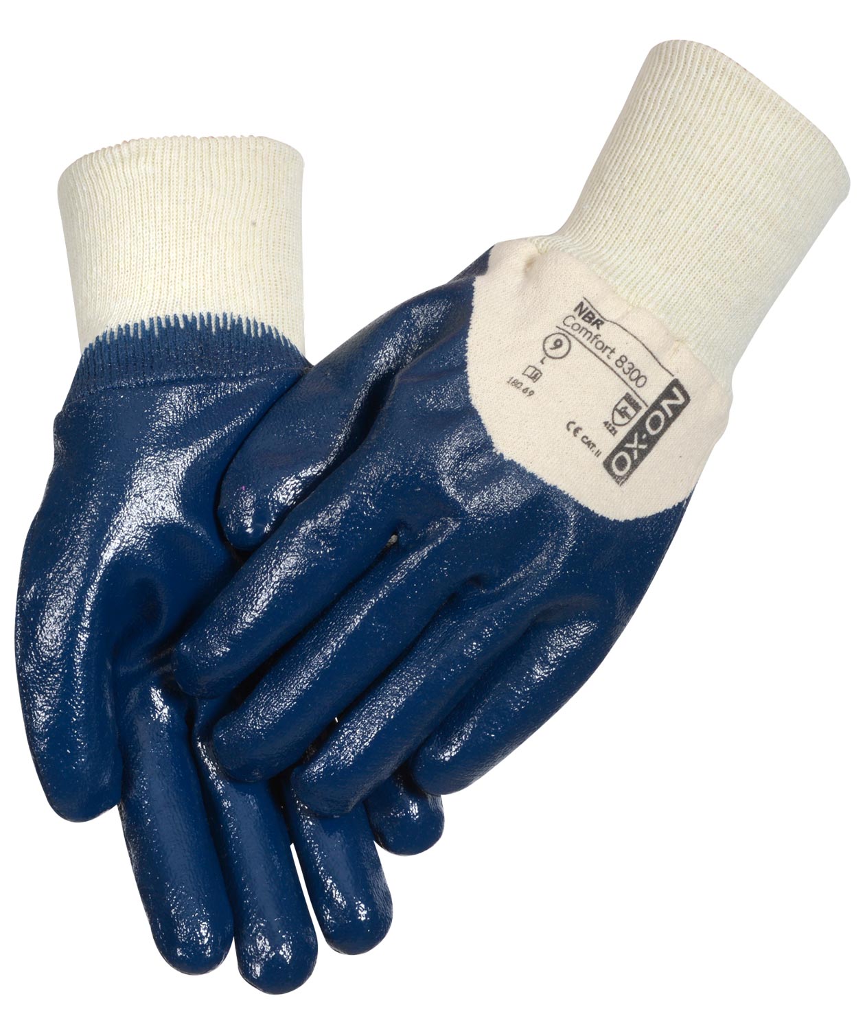 OX-ON NBR Comfort 8300 work gloves, Blue/Nature, large image number 1