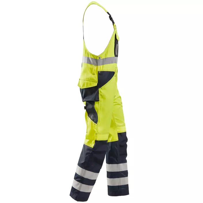 Snickers bib and brace trousers 0113, Hi-vis Yellow/Marine, large image number 3