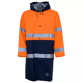 Abeko Atec long raincoat, Hi-vis Orange/Marine