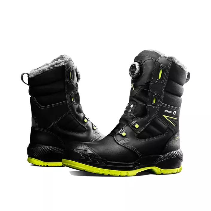 Arbesko 979 winter safety boots S3, Black/Lime, large image number 1