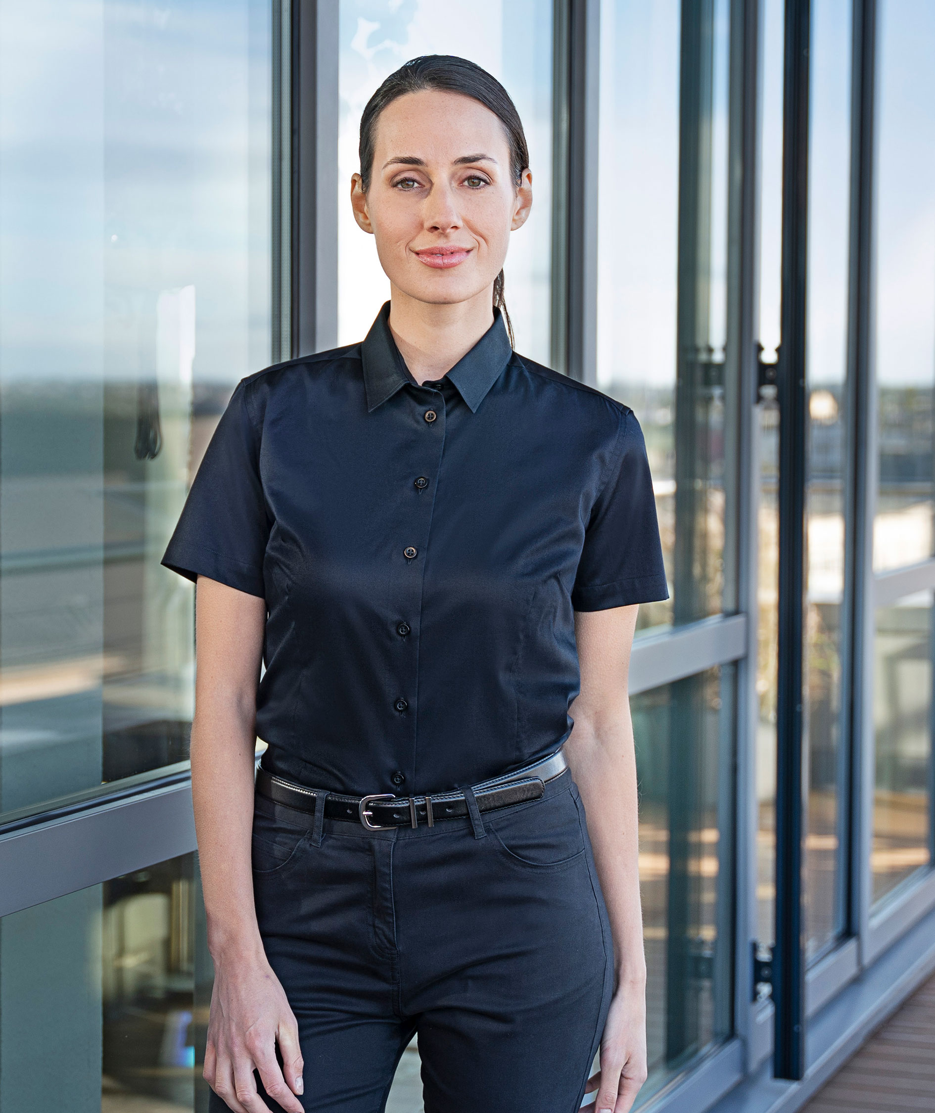 Karlowsky modern fit short-sleeved women's shirt, Black