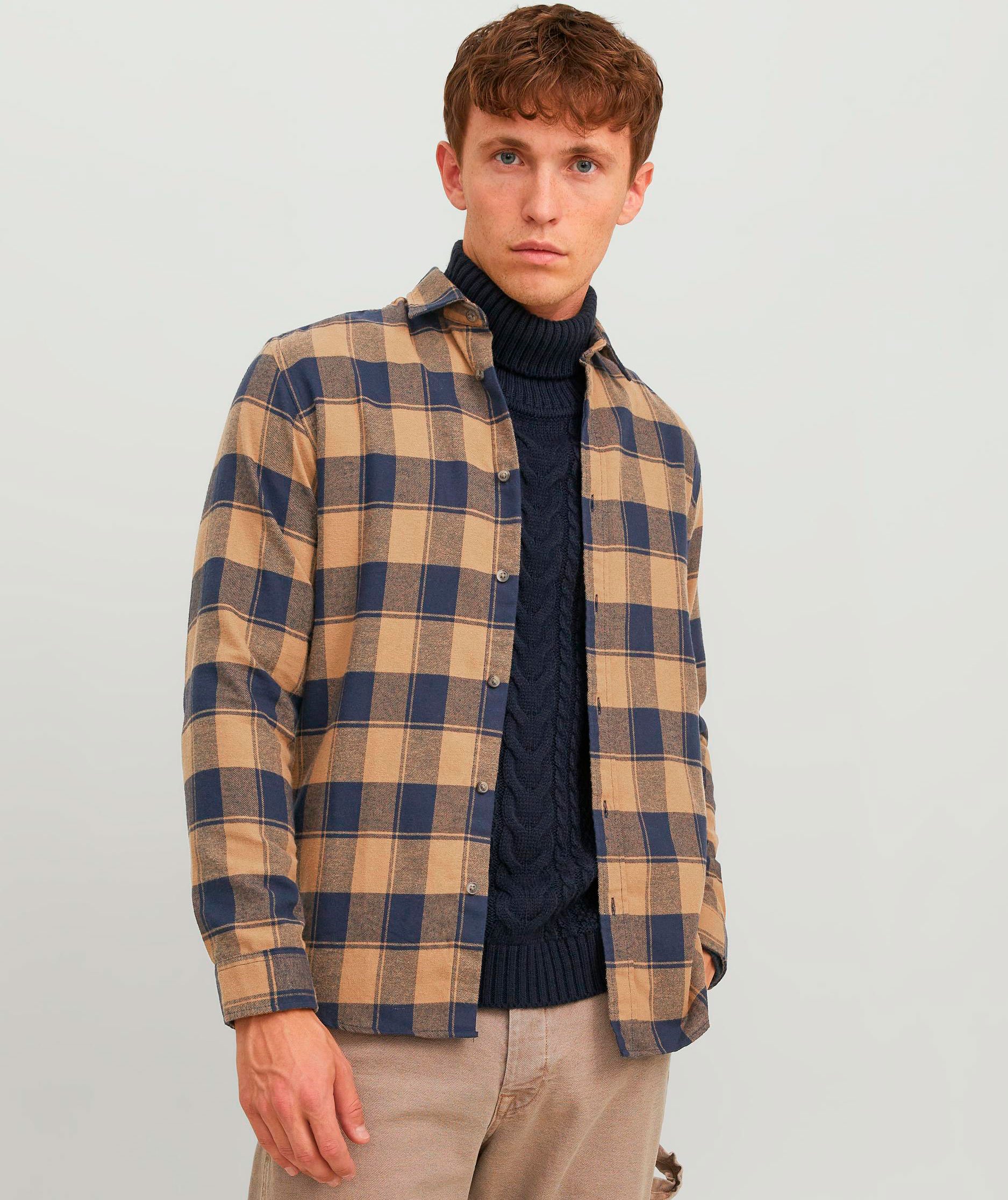 Jack & Jones JJEJOSHUA Buffalo flannel shirt, Otter