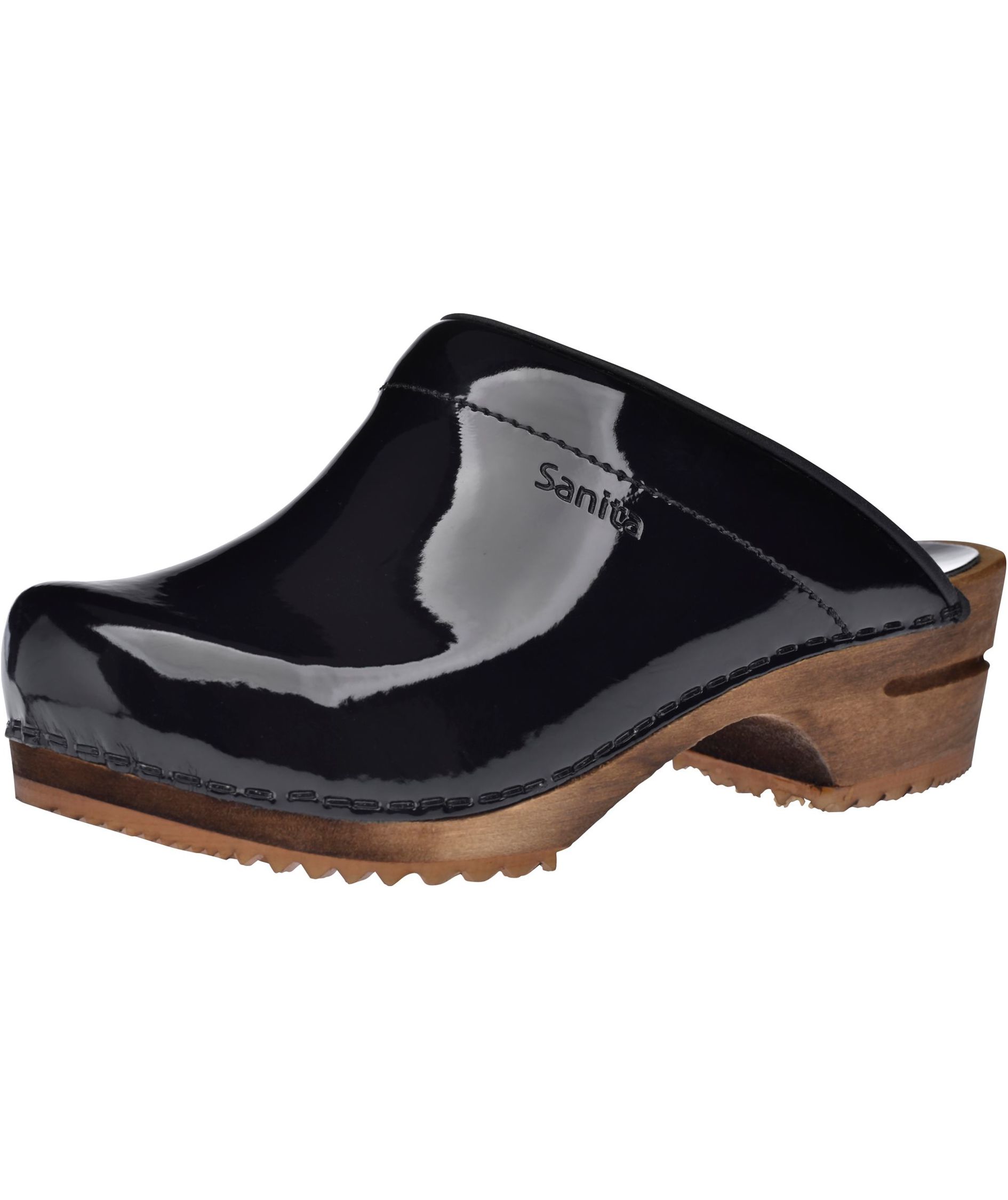 Sanita Classic patent women's clogs, Black, large image number 2