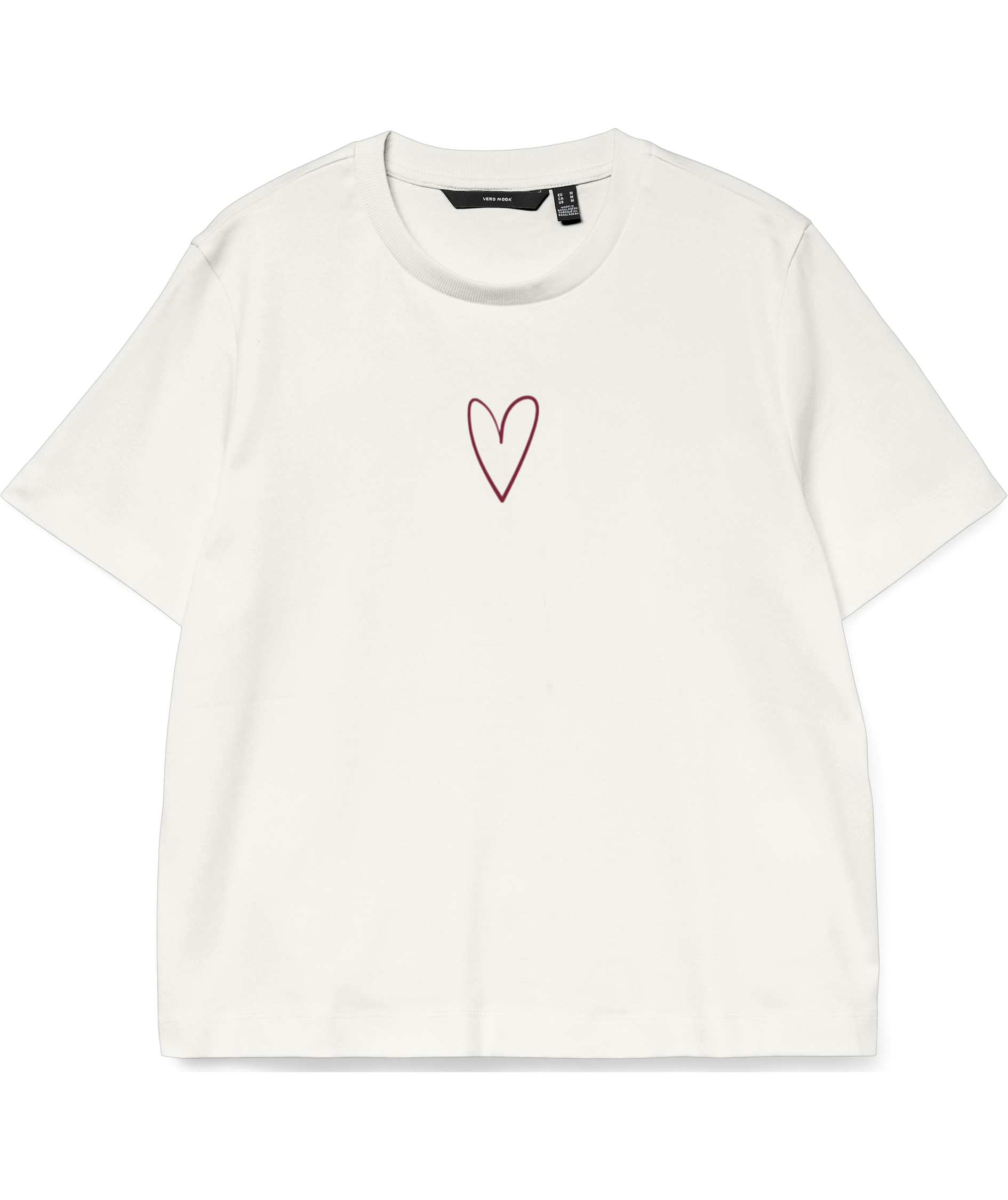 Vero Moda VMSARA METTE women's T-shirt, Snow White Rio Red Heart, Snow White Rio Red Heart, swatch