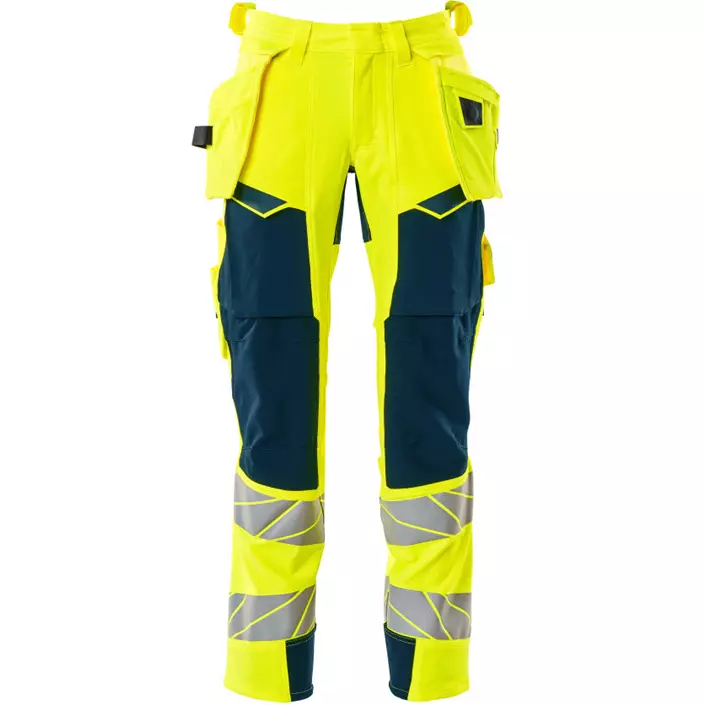 Mascot Accelerate Safe håndværkerbukser Full stretch, Hi-Vis Gul/Mørk Petroleum, large image number 0