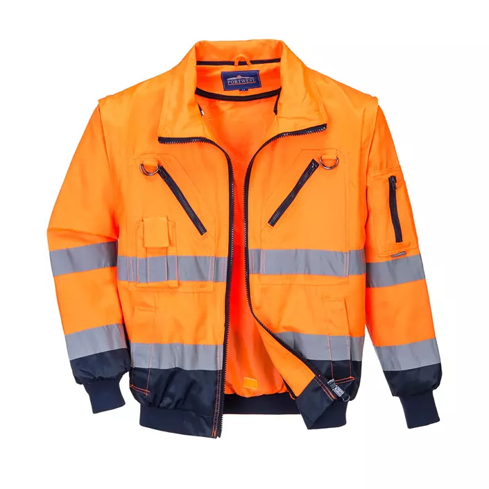 Portwest 3-in-1 pilot jacket, Hi-vis Orange/Marine, large image number 2