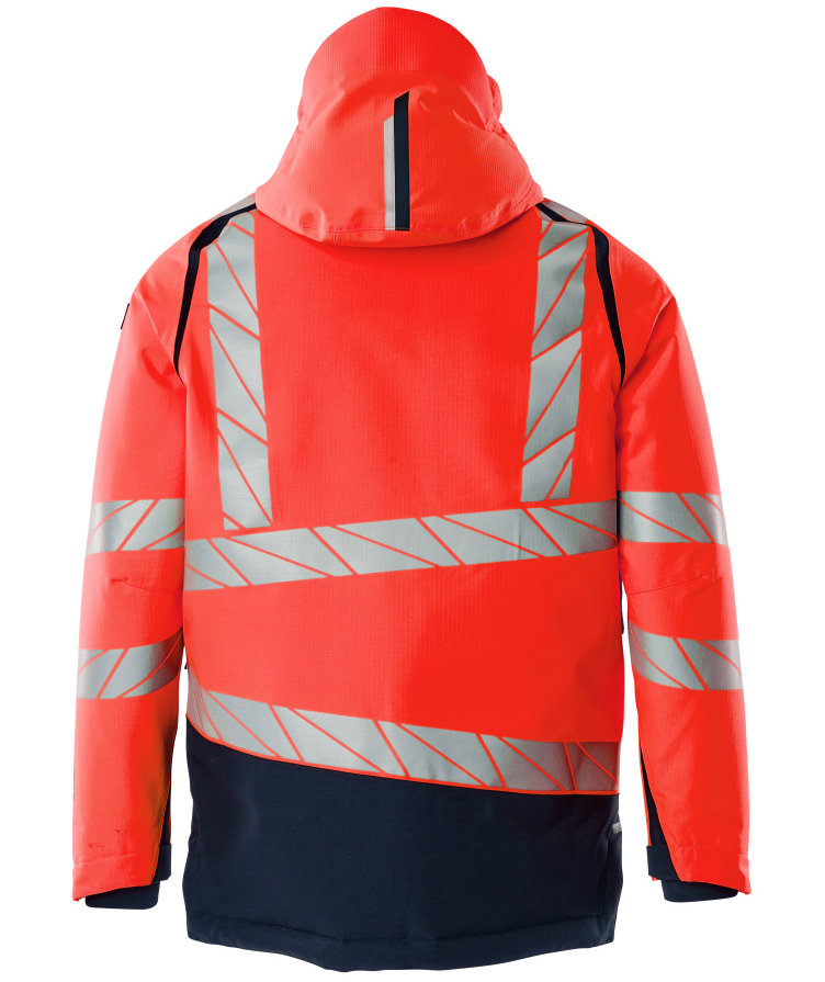 Mascot Accelerate Safe winter jacket, Hi-Vis Red/Dark Marine