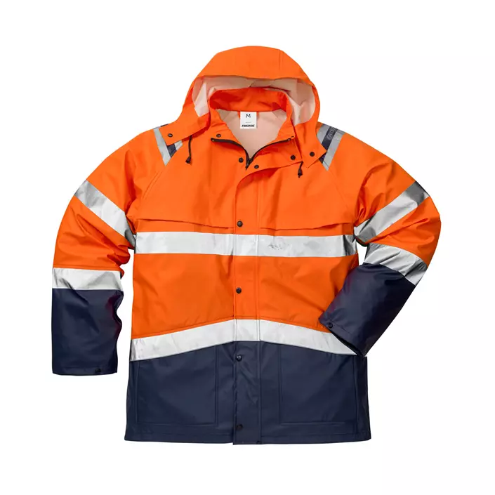 Fristads rain jacket 4624, Hi-vis Orange/Marine, large image number 0