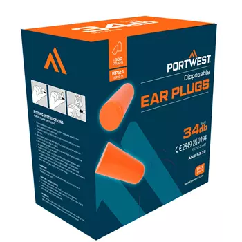 Portwest EP21 PU foam ear plugs, refilll 500 pairs, Orange
