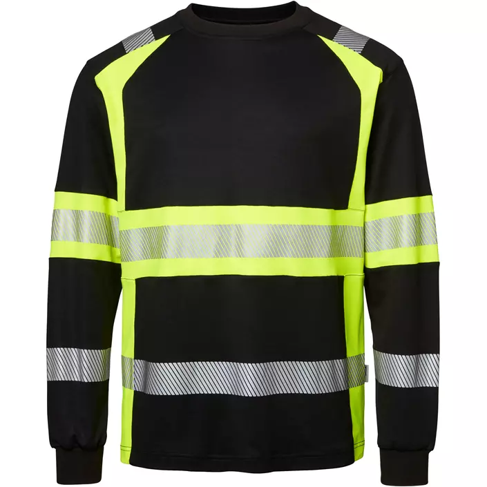 Top Swede langärmliges T-Shirt 601, Schwarz/Hi-Vis Gelb, large image number 0